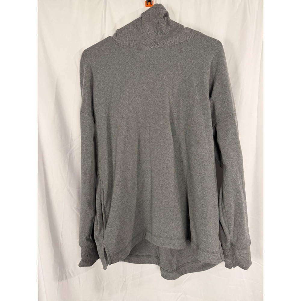 Dip Womens Heather Gray Long Sleeve Hooded Sweatshirt Size L Funnel Neck Hoodie